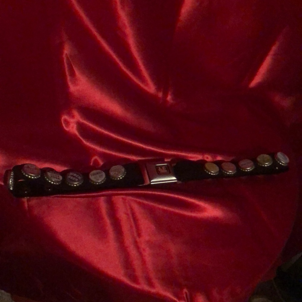 Vintage Adjustable little earth bottle cap belt